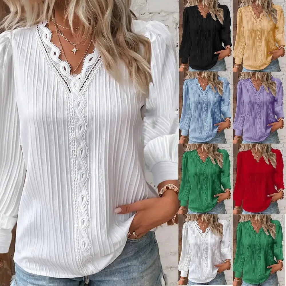 Emma | Bluse med blondedetaljer i chiffon